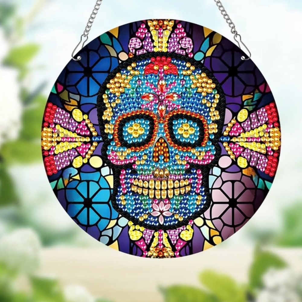 Colorful Sugar Skull sun catcher Hanging Decor